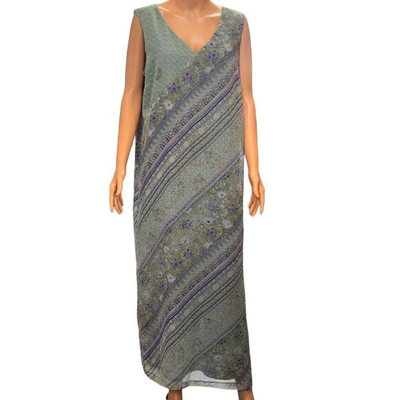 Norton McNaughton V-Neck Sleeveless Maxi Dress XLARGE - Picture 1 of 15